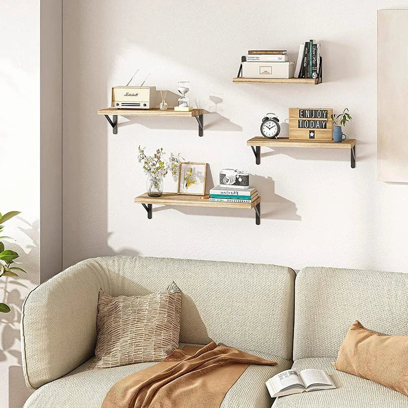 Wooden Floating Wall Shelves Bathroom Hanging Racks Shelf Storage Kitchen Organizer Furnitures Living Room Display Stand Holder
